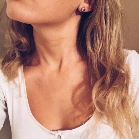 18K Gold Plated Ball Stud Earrings - Picture 1 of 3